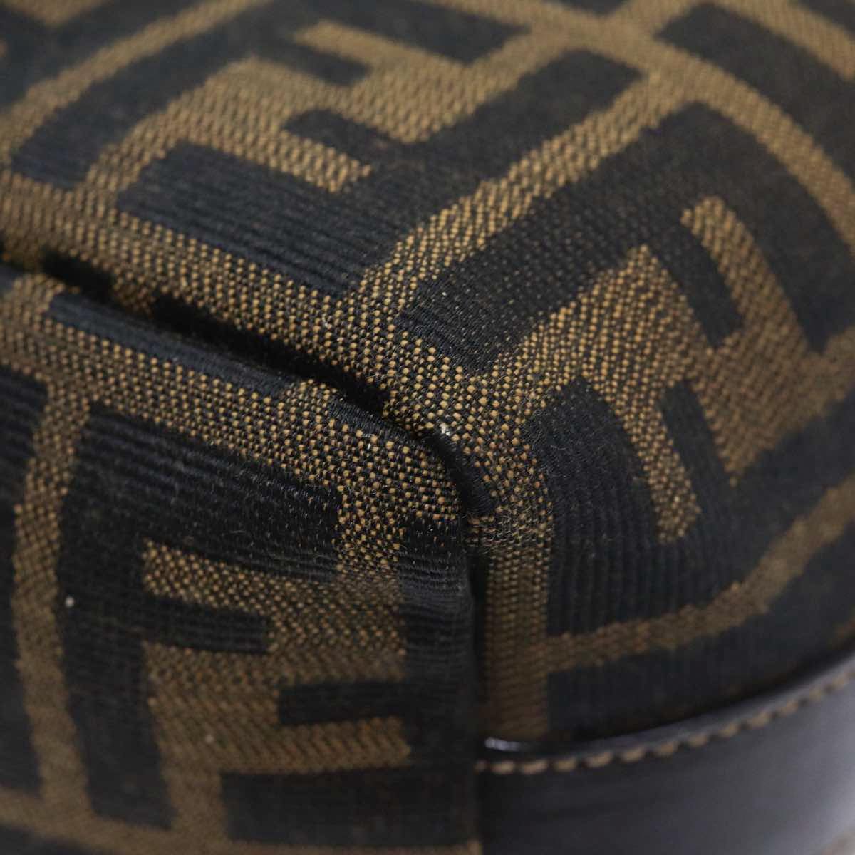 FENDI Zucca Canvas Vanity Hand Bag Brown Black gold 89433