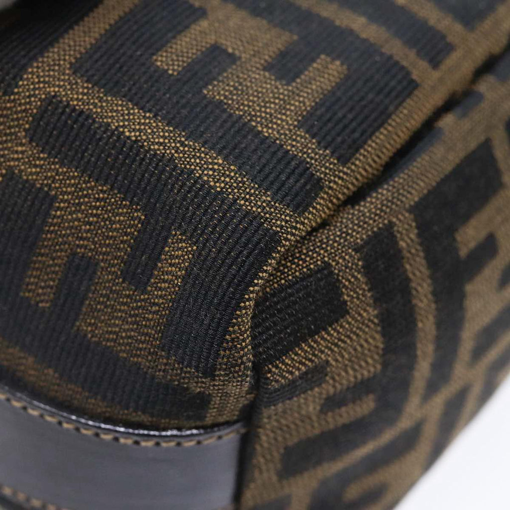 FENDI Zucca Canvas Vanity Hand Bag Brown Black gold 89433