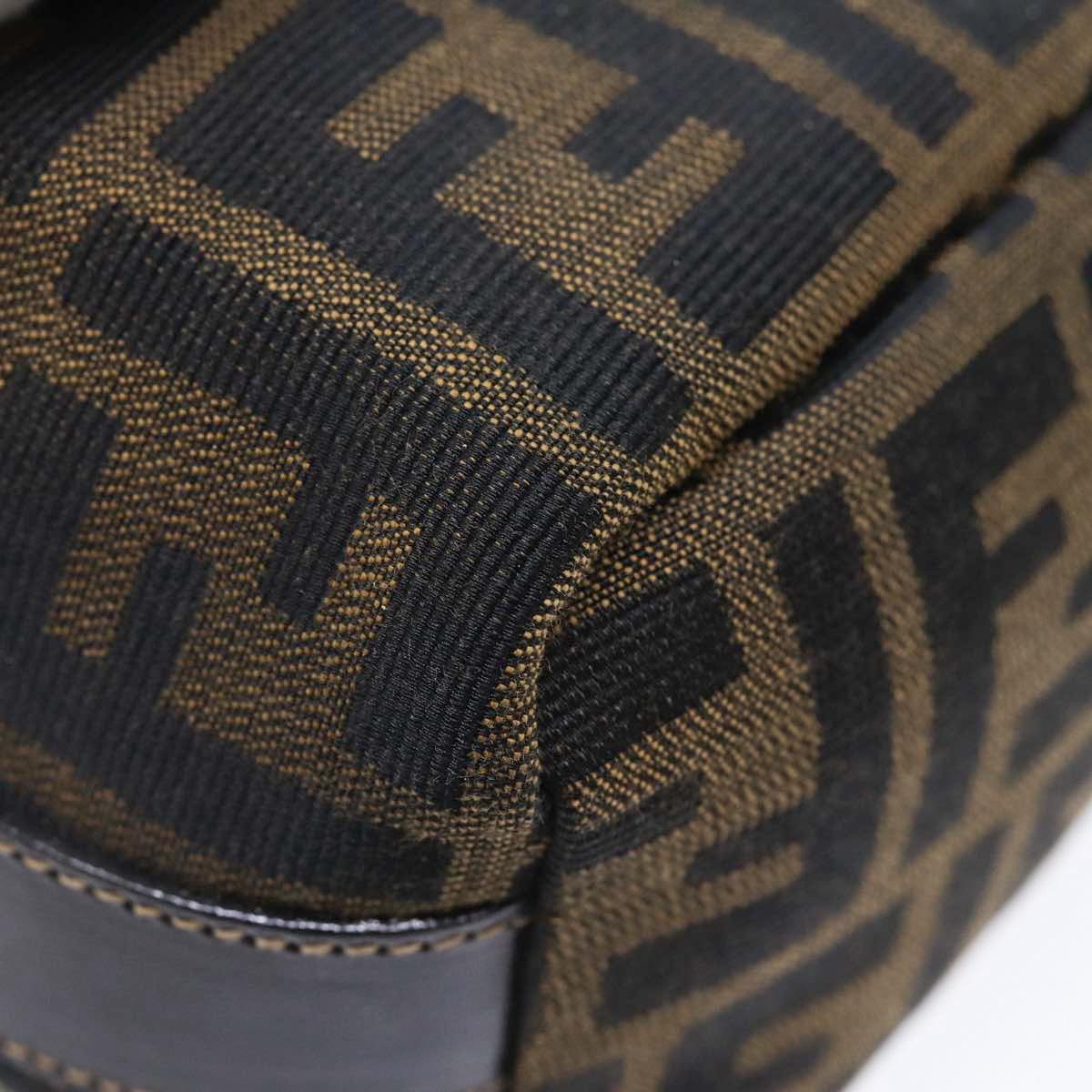 FENDI Zucca Canvas Vanity Hand Bag Brown Black gold 89433