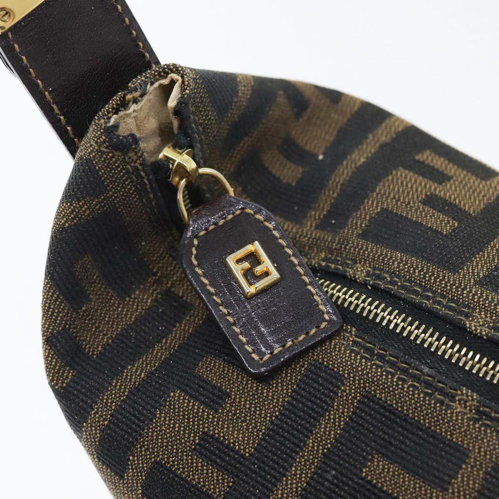 FENDI Zucca Canvas Vanity Hand Bag Brown Black gold 89433