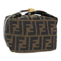 FENDI Zucca Canvas Vanity Hand Bag Brown Black gold 89433