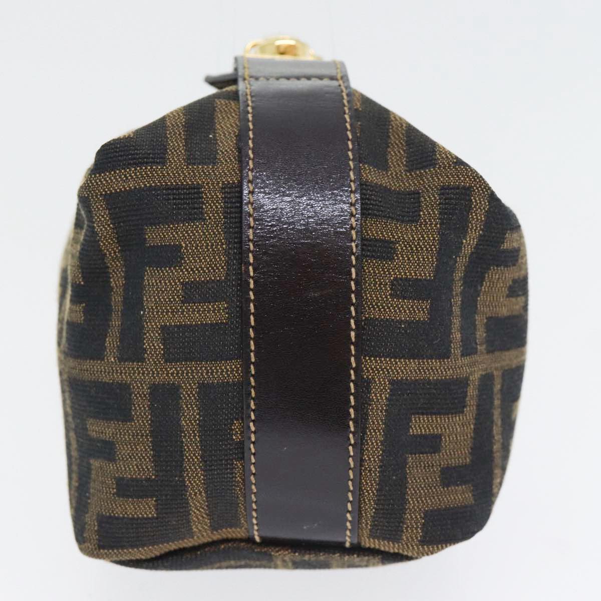 FENDI Zucca Canvas Vanity Hand Bag Brown Black gold 89433