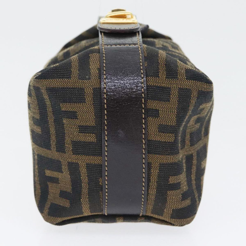 FENDI Zucca Canvas Vanity Hand Bag Brown Black gold 89433