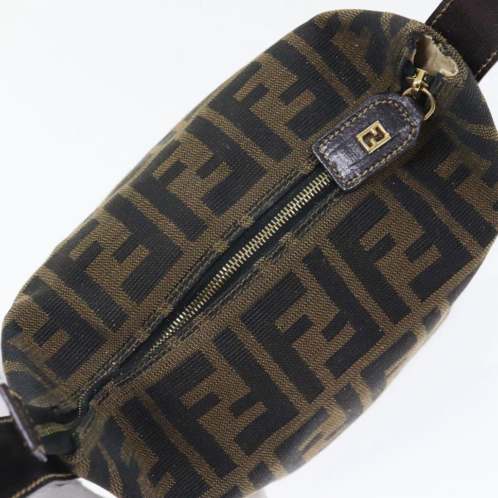 FENDI Zucca Canvas Vanity Hand Bag Brown Black gold 89433