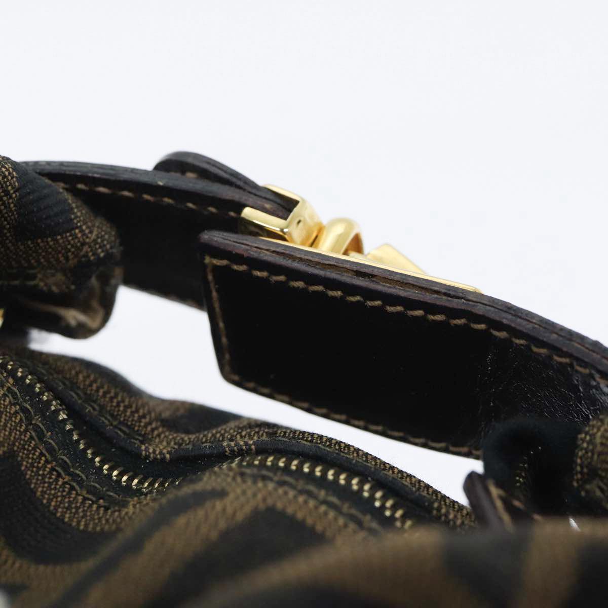 FENDI Zucca Canvas Vanity Hand Bag Brown Black gold 89433