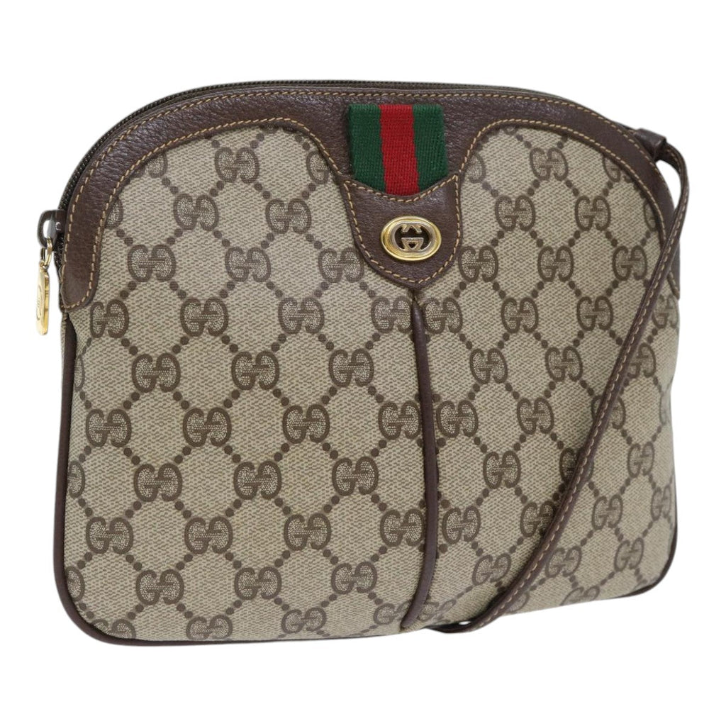 GUCCI GG Supreme Web Sherry Line Shoulder Bag PVC Beige 904 02 047 89440