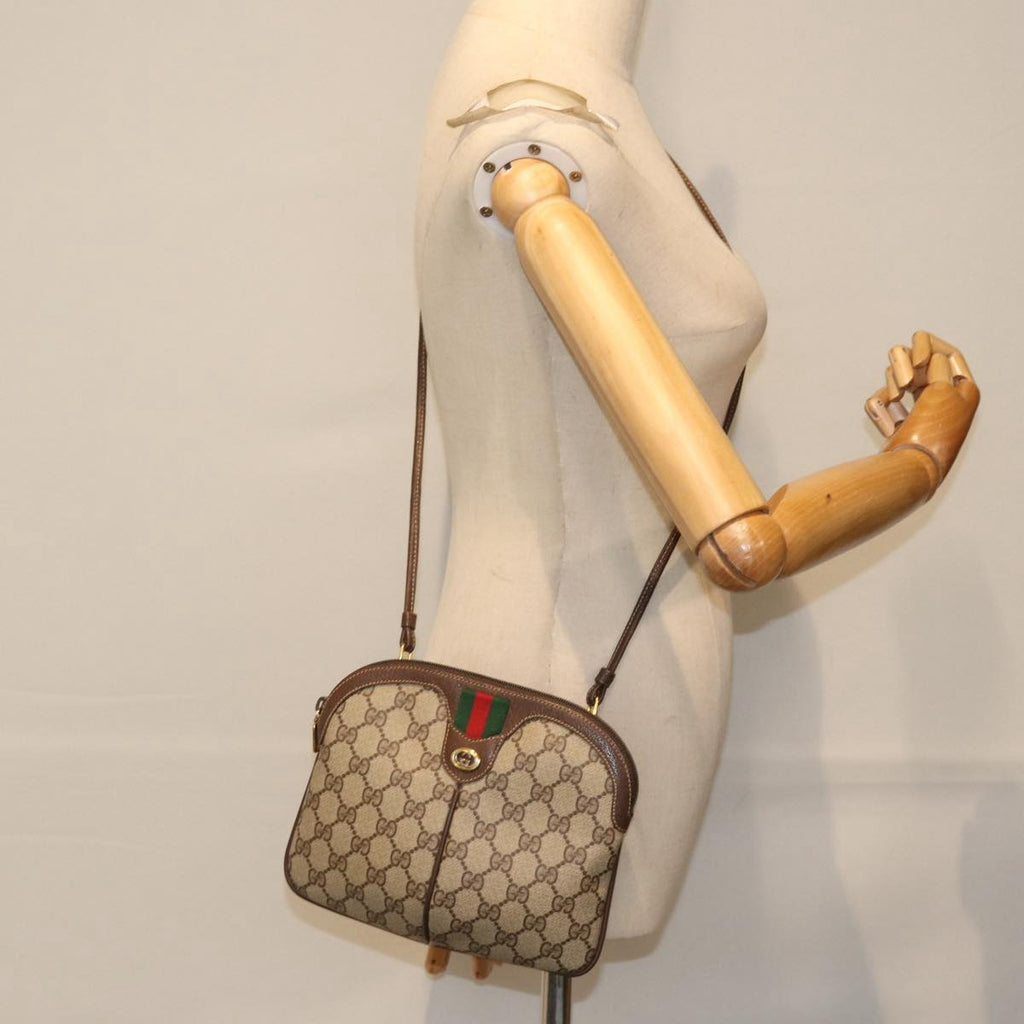 GUCCI GG Supreme Web Sherry Line Shoulder Bag PVC Beige 904 02 047 89440