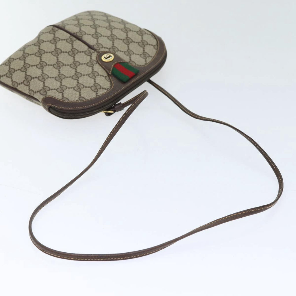 GUCCI GG Supreme Web Sherry Line Shoulder Bag PVC Beige 904 02 047 89440