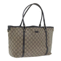 GUCCI GG Supreme Tote Bag PVC Leather Beige Silver 197953 89441