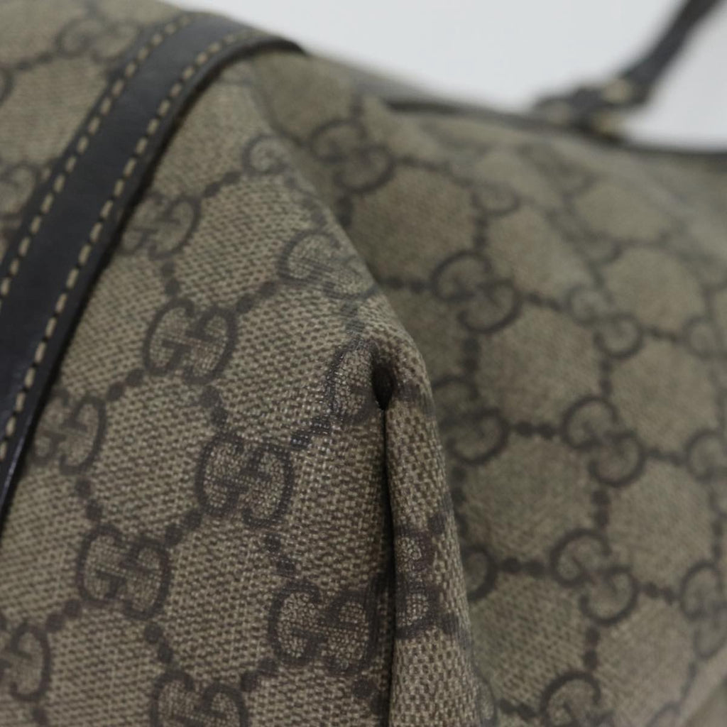 GUCCI GG Supreme Tote Bag PVC Leather Beige Silver 197953 89441
