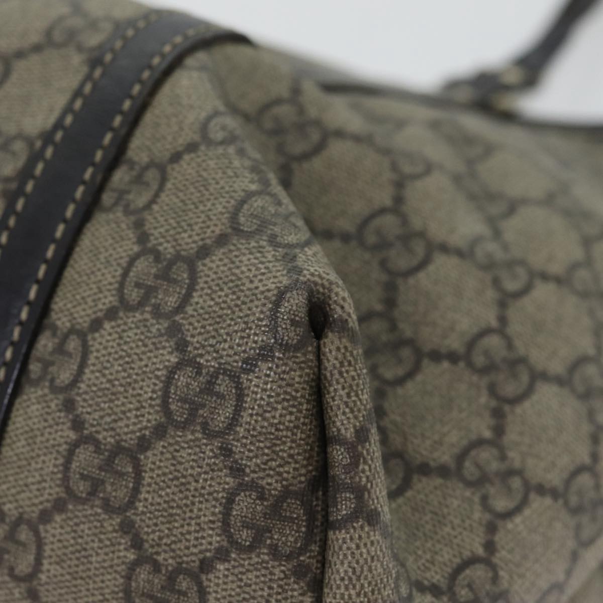 GUCCI GG Supreme Tote Bag PVC Leather Beige Silver 197953 89441