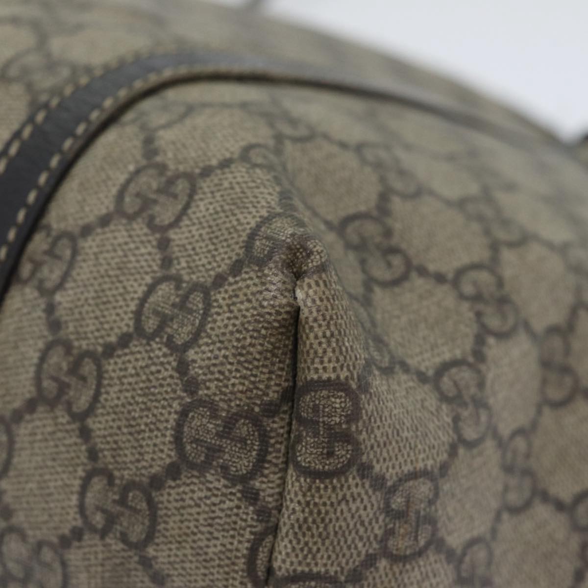 GUCCI GG Supreme Tote Bag PVC Leather Beige Silver 197953 89441
