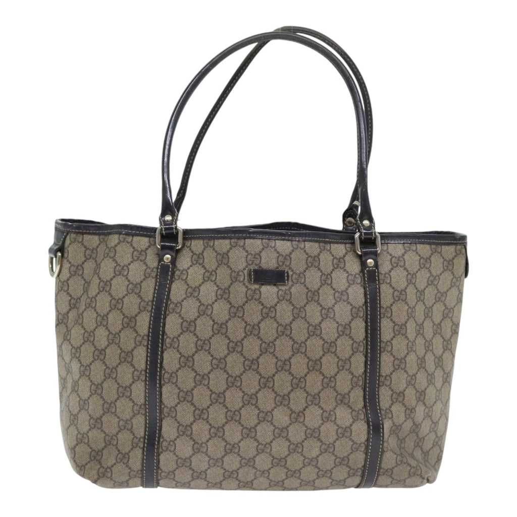 GUCCI GG Supreme Tote Bag PVC Leather Beige Silver 197953 89441