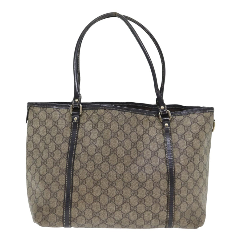 GUCCI GG Supreme Tote Bag PVC Leather Beige Silver 197953 89441