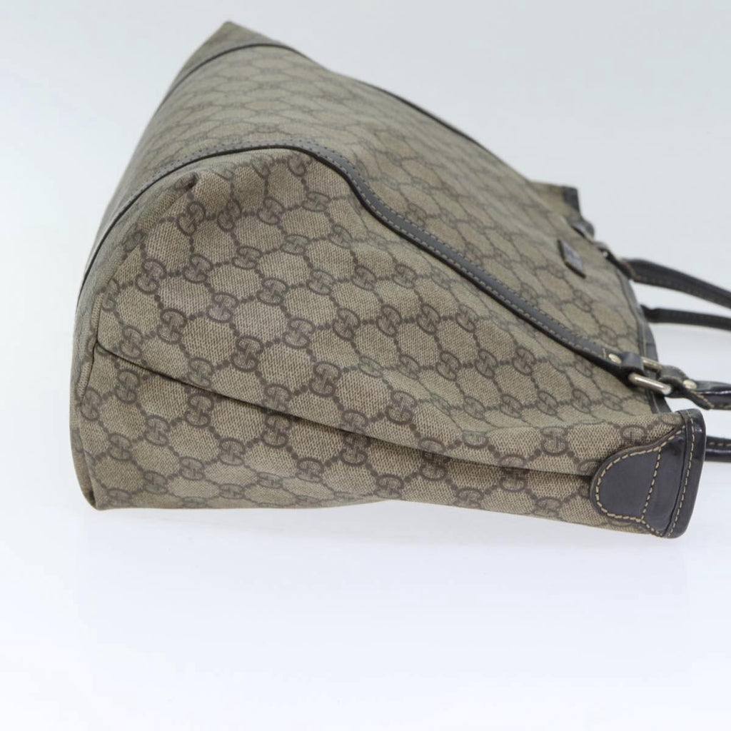 GUCCI GG Supreme Tote Bag PVC Leather Beige Silver 197953 89441