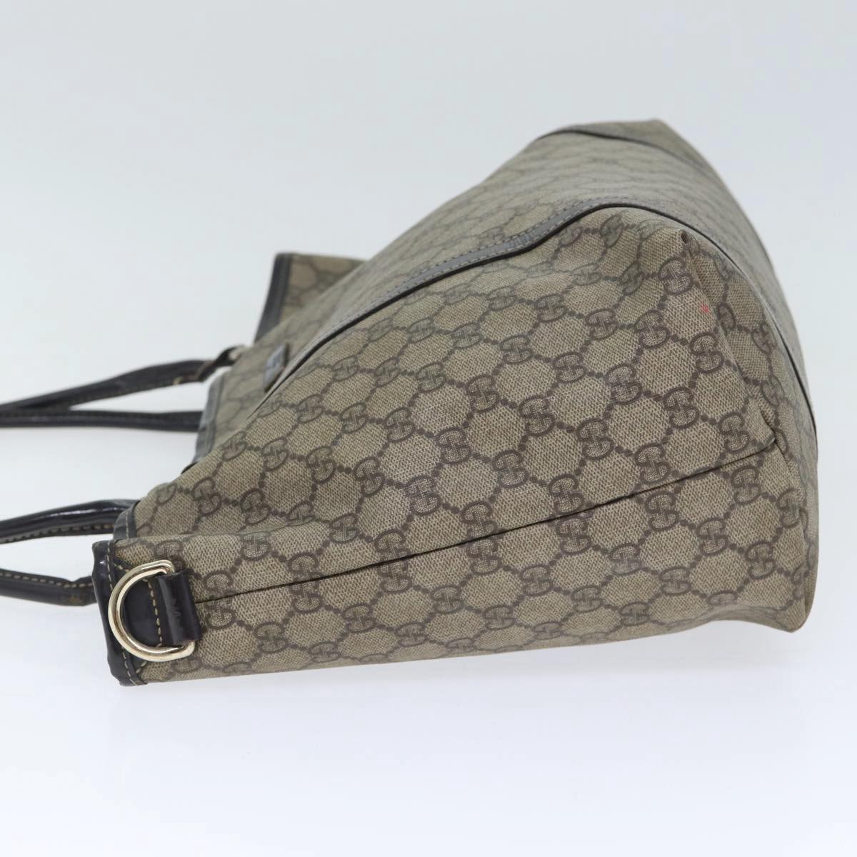 GUCCI GG Supreme Tote Bag PVC Leather Beige Silver 197953 89441