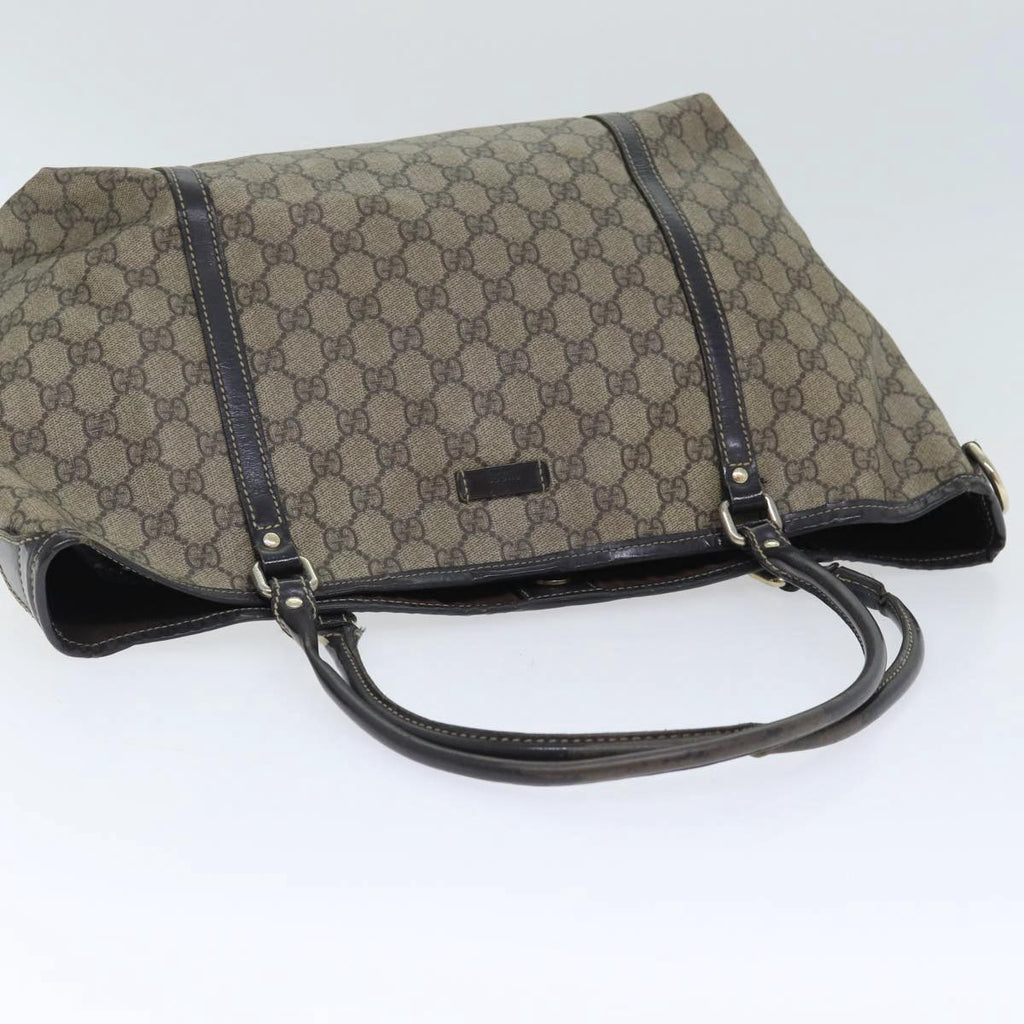 GUCCI GG Supreme Tote Bag PVC Leather Beige Silver 197953 89441
