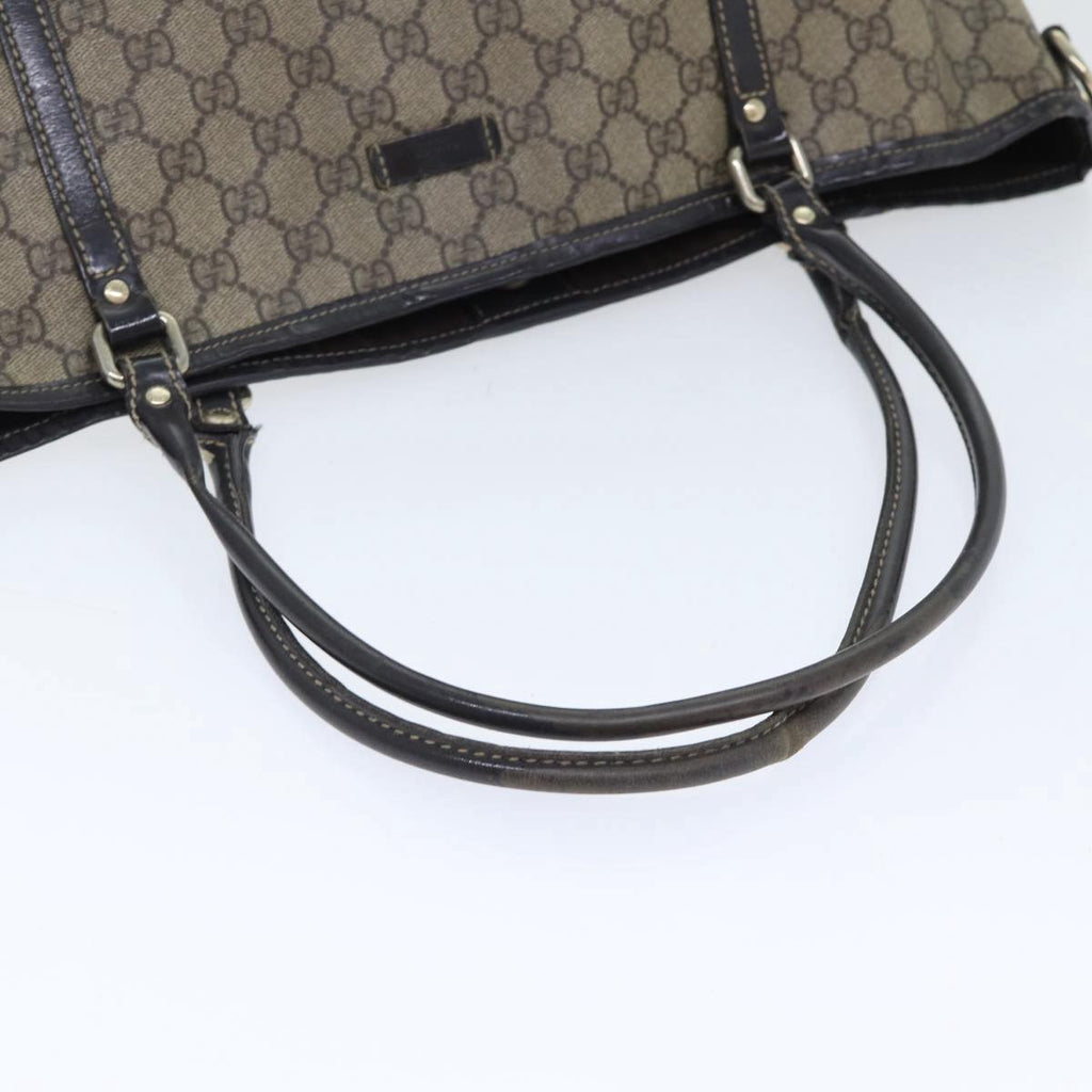 GUCCI GG Supreme Tote Bag PVC Leather Beige Silver 197953 89441