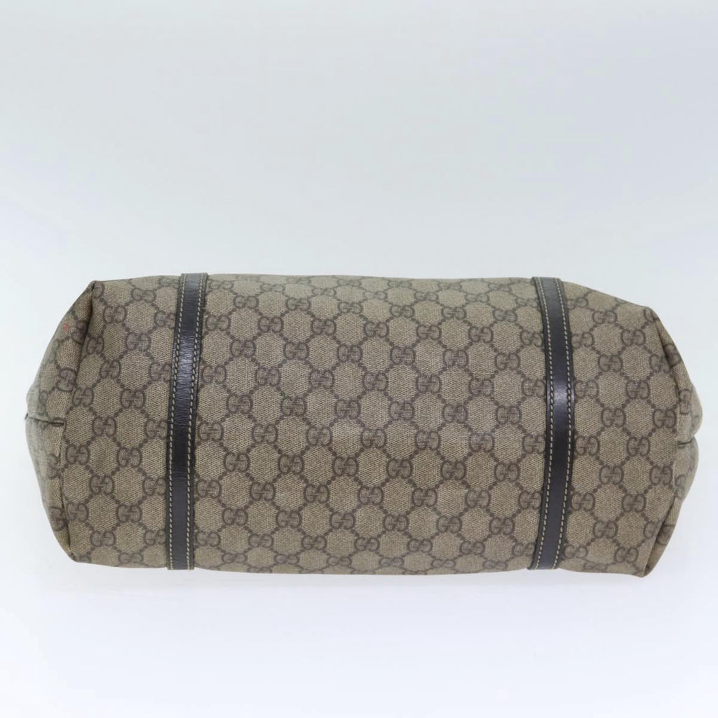 GUCCI GG Supreme Tote Bag PVC Leather Beige Silver 197953 89441