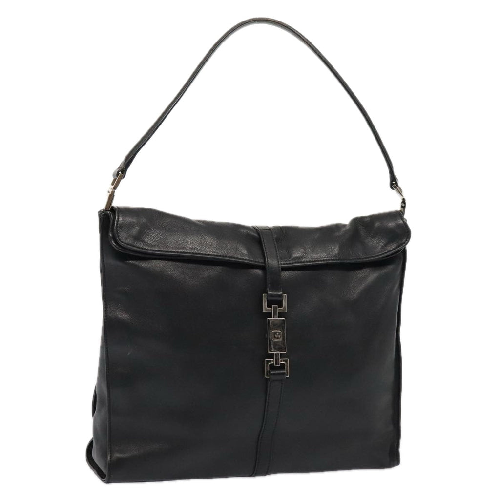 GUCCI Jackie Shoulder Bag Leather Black Silver 001 3355 1781 89451