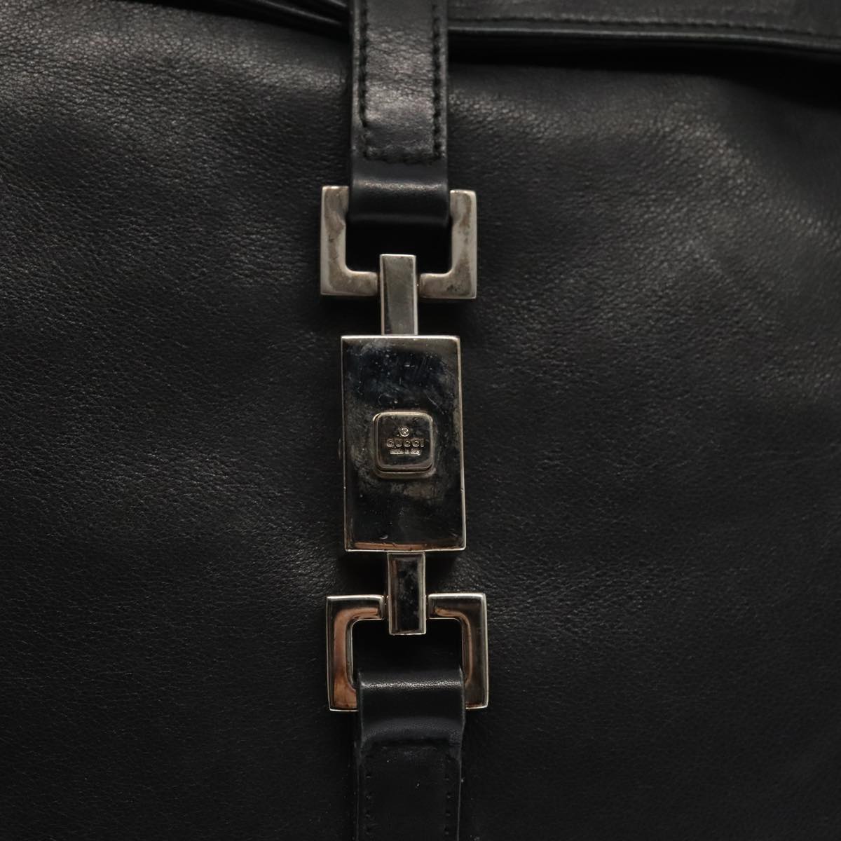 GUCCI Jackie Shoulder Bag Leather Black Silver 001 3355 1781 89451