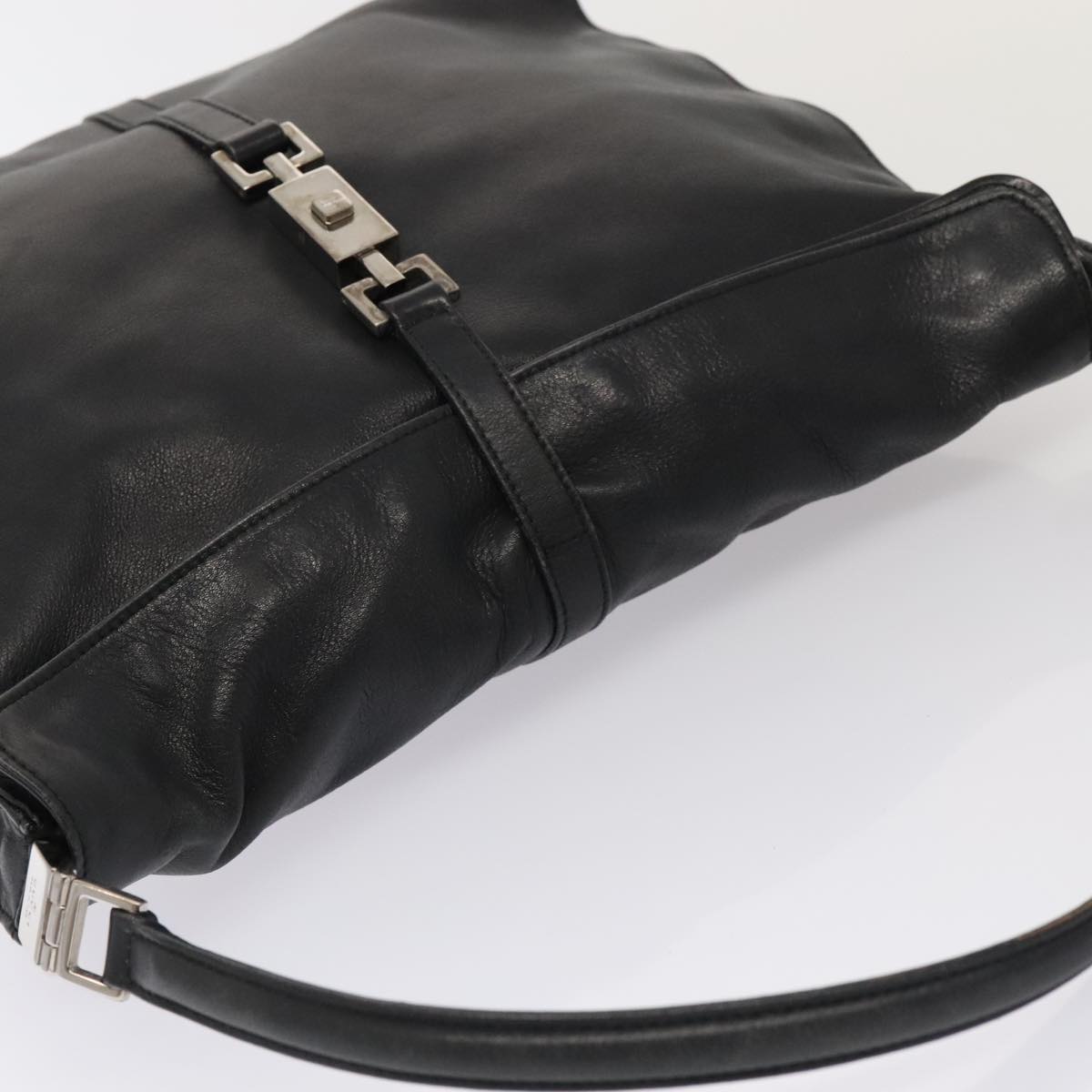 GUCCI Jackie Shoulder Bag Leather Black Silver 001 3355 1781 89451