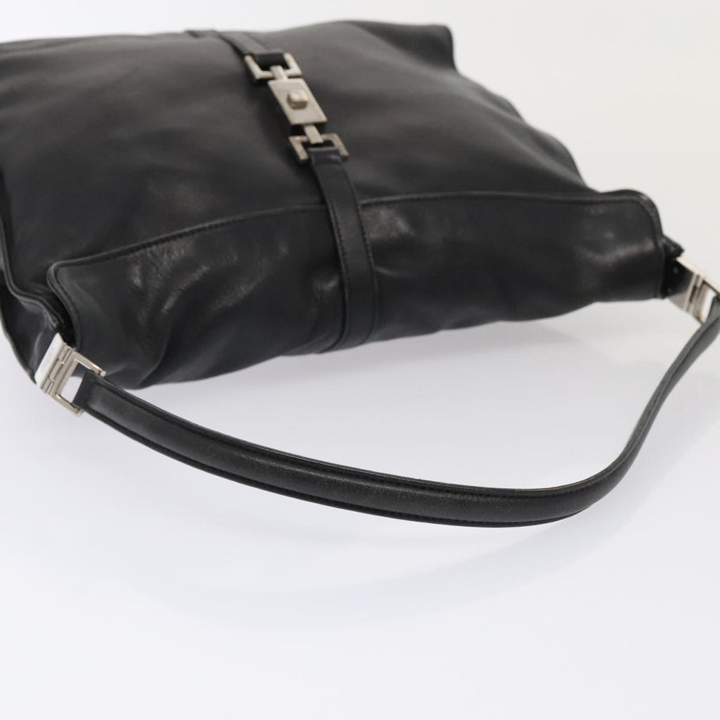 GUCCI Jackie Shoulder Bag Leather Black Silver 001 3355 1781 89451