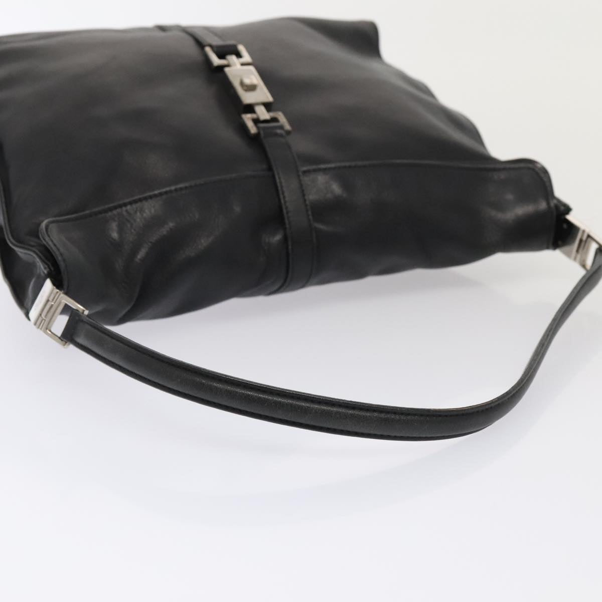 GUCCI Jackie Shoulder Bag Leather Black Silver 001 3355 1781 89451