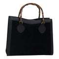 GUCCI Bamboo Hand Bag Suede Leather Black Gold 002 2853 0260 0 89463