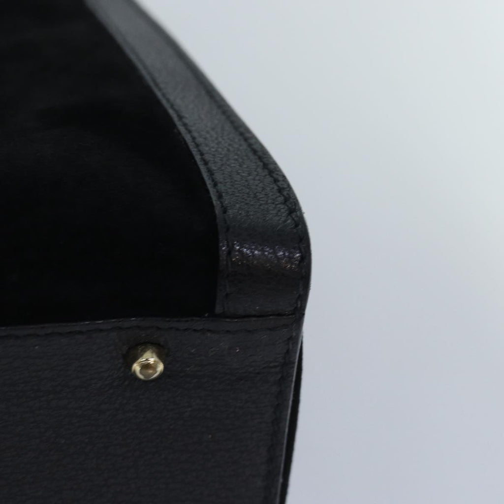 GUCCI Bamboo Hand Bag Suede Leather Black Gold 002 2853 0260 0 89463
