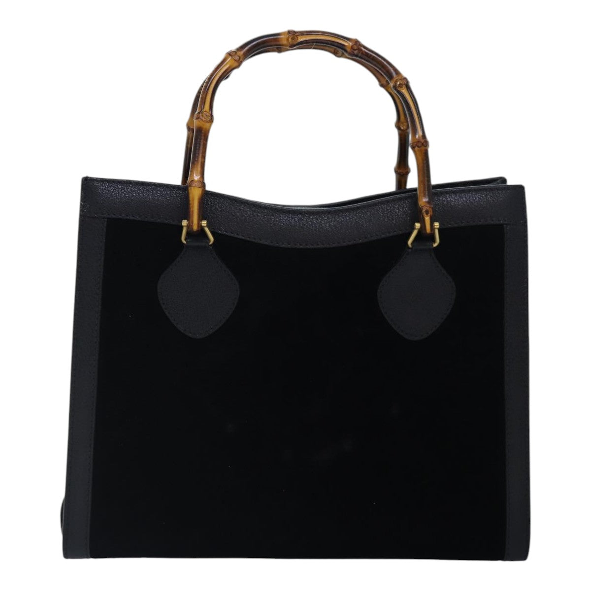 GUCCI Bamboo Hand Bag Suede Leather Black Gold 002 2853 0260 0 89463