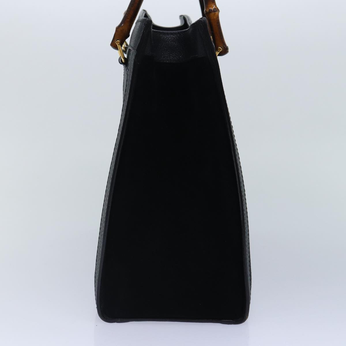 GUCCI Bamboo Hand Bag Suede Leather Black Gold 002 2853 0260 0 89463
