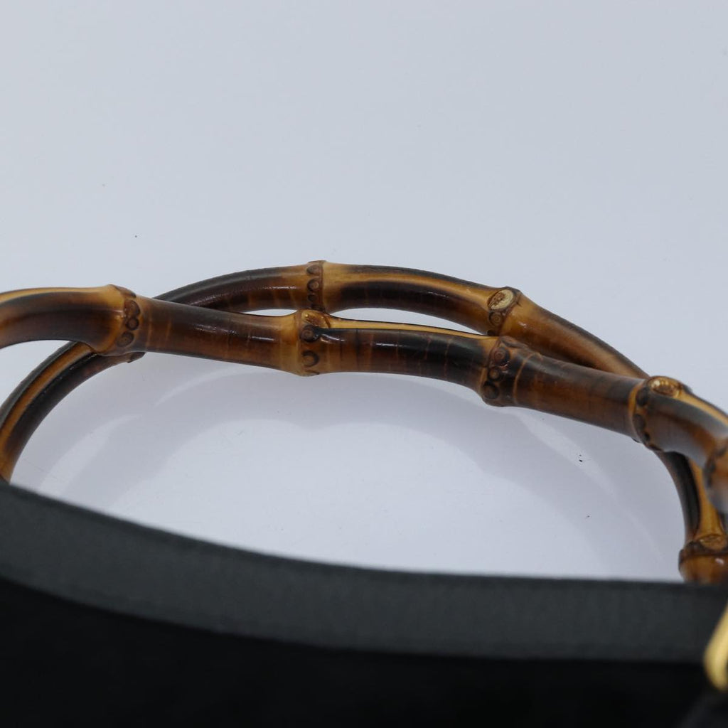 GUCCI Bamboo Hand Bag Suede Leather Black Gold 002 2853 0260 0 89463
