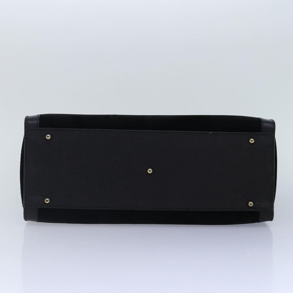 GUCCI Bamboo Hand Bag Suede Leather Black Gold 002 2853 0260 0 89463