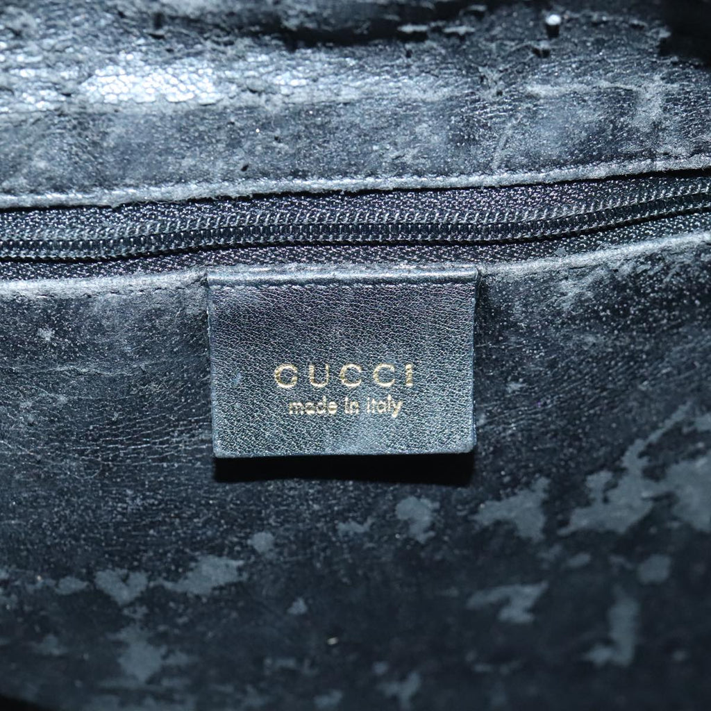 GUCCI Bamboo Hand Bag Leather 2way Black Gold 001 1638 2058 89464