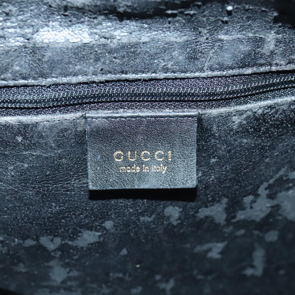 GUCCI Bamboo Hand Bag Leather 2way Black Gold 001 1638 2058 89464