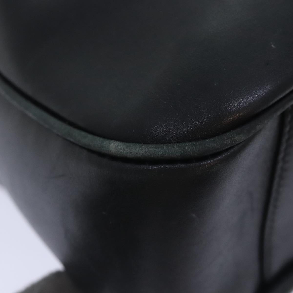 GUCCI Bamboo Hand Bag Leather 2way Black Gold 001 1638 2058 89464