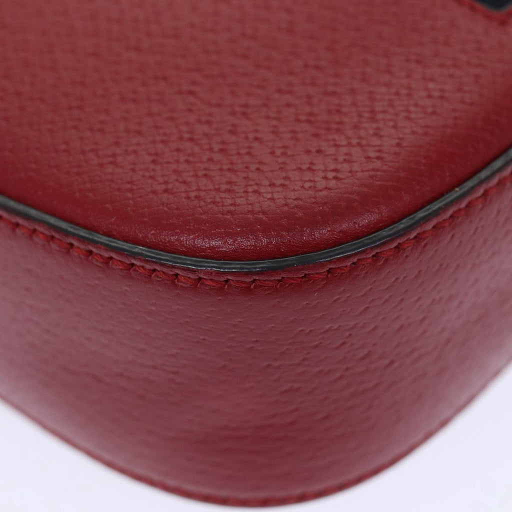 GUCCI Sherry Line Shoulder Bag Leather Red Gold Navy 431284 89474