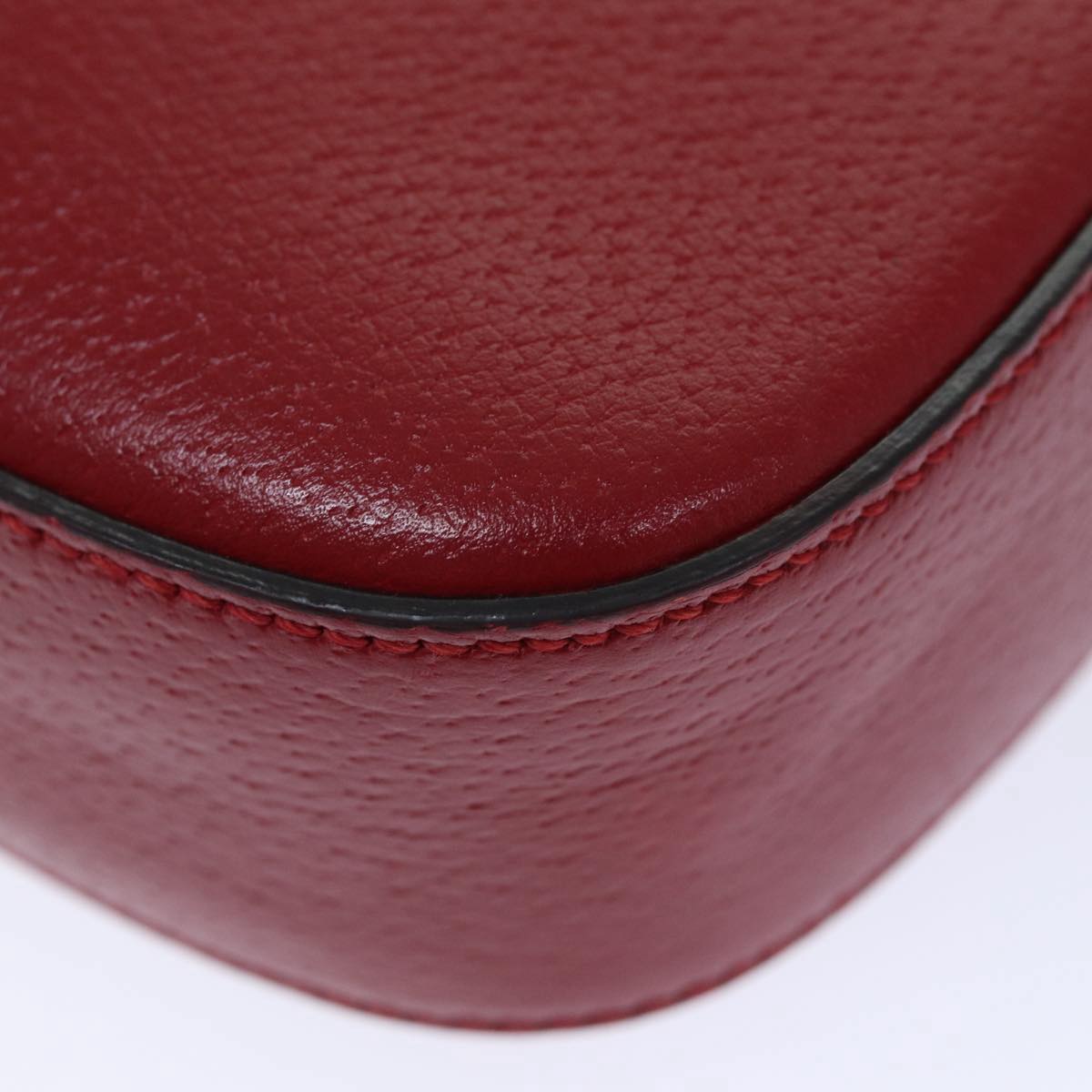 GUCCI Sherry Line Shoulder Bag Leather Red Gold Navy 431284 89474