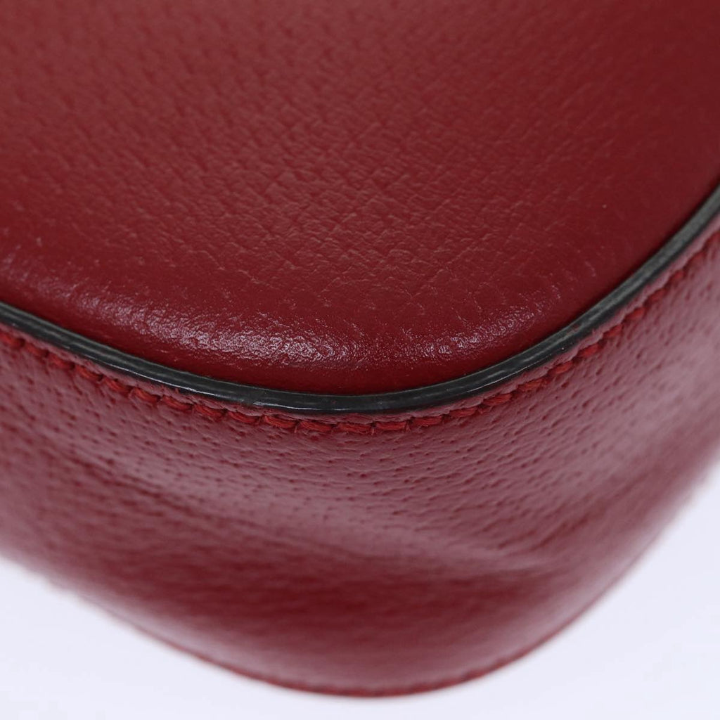 GUCCI Sherry Line Shoulder Bag Leather Red Gold Navy 431284 89474