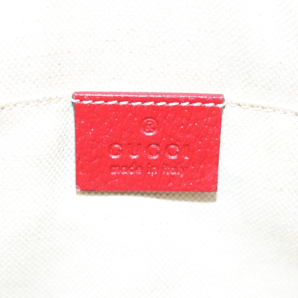 GUCCI Sherry Line Shoulder Bag Leather Red Gold Navy 431284 89474