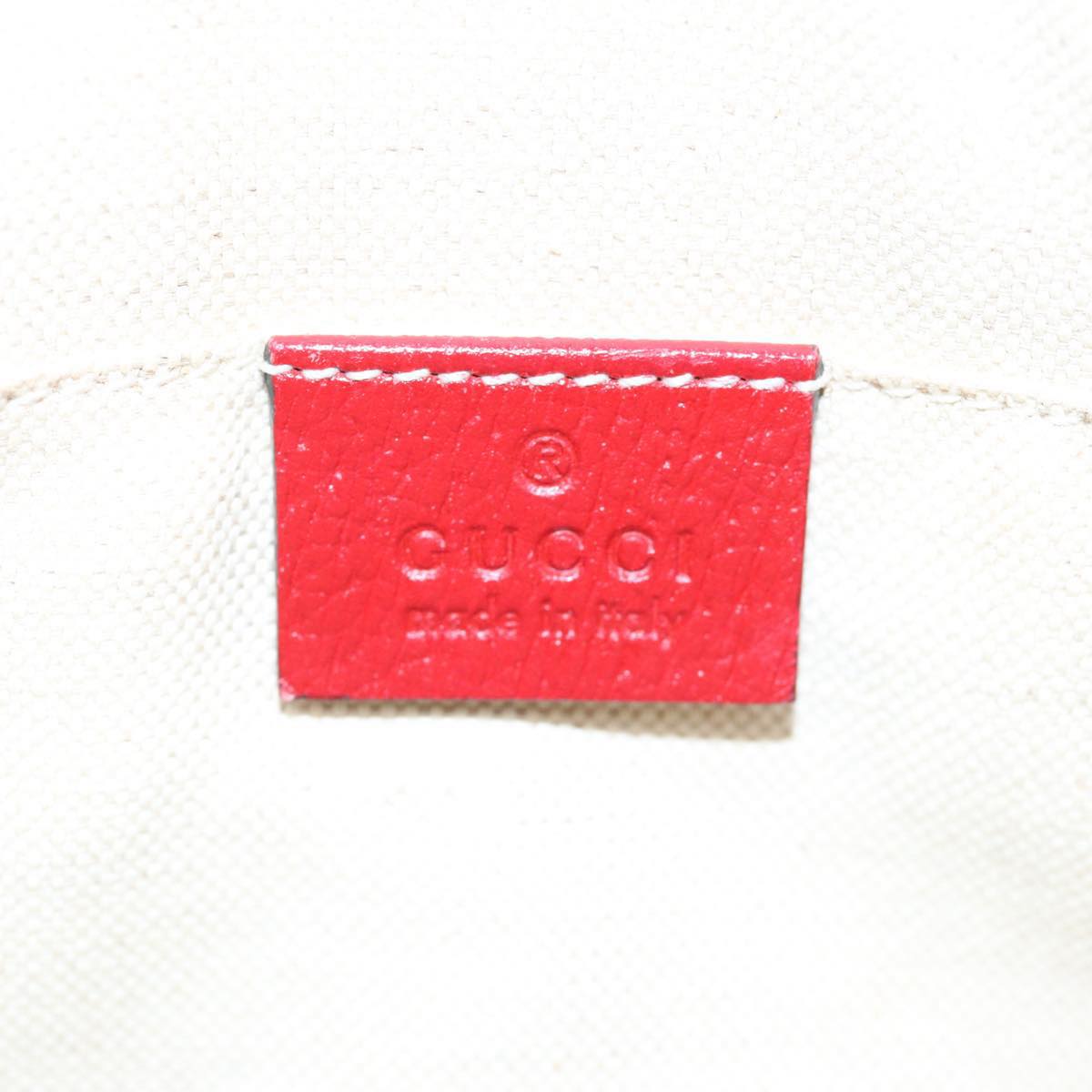 GUCCI Sherry Line Shoulder Bag Leather Red Gold Navy 431284 89474