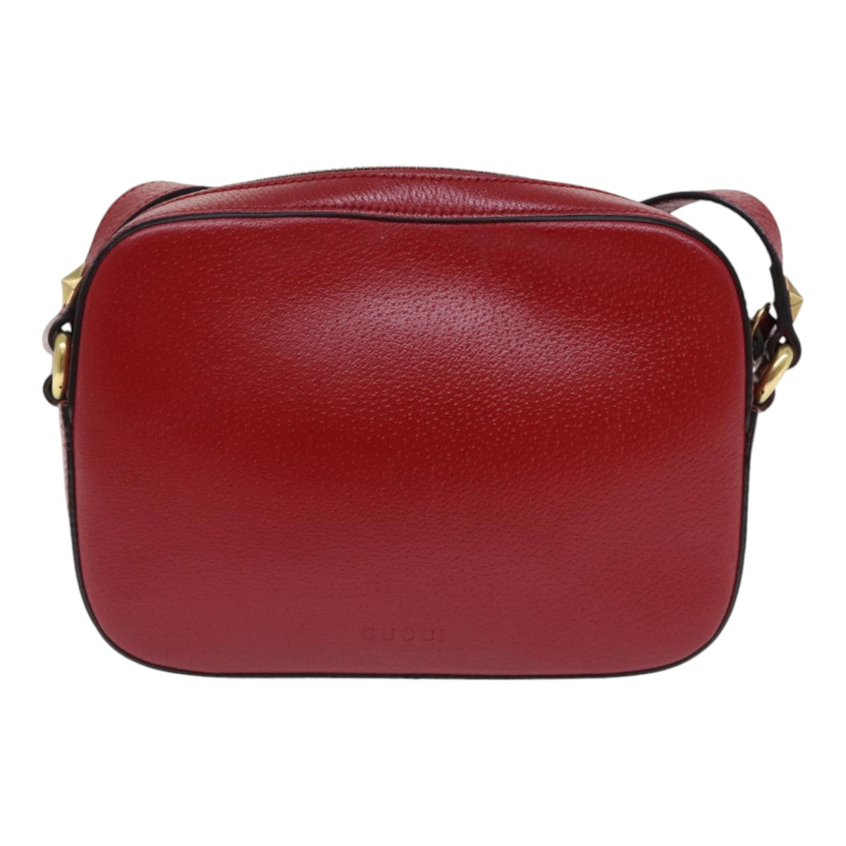 GUCCI Sherry Line Shoulder Bag Leather Red Gold Navy 431284 89474