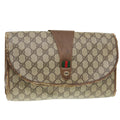GUCCI GG Supreme Web Sherry Line Clutch Bag PVC Beige Red 89 01 031 89507