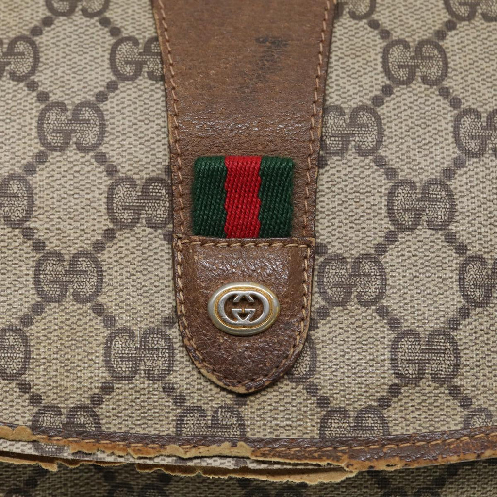 GUCCI GG Supreme Web Sherry Line Clutch Bag PVC Beige Red 89 01 031 89507