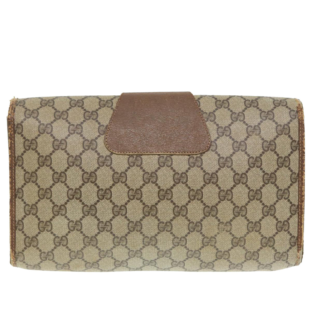 GUCCI GG Supreme Web Sherry Line Clutch Bag PVC Beige Red 89 01 031 89507