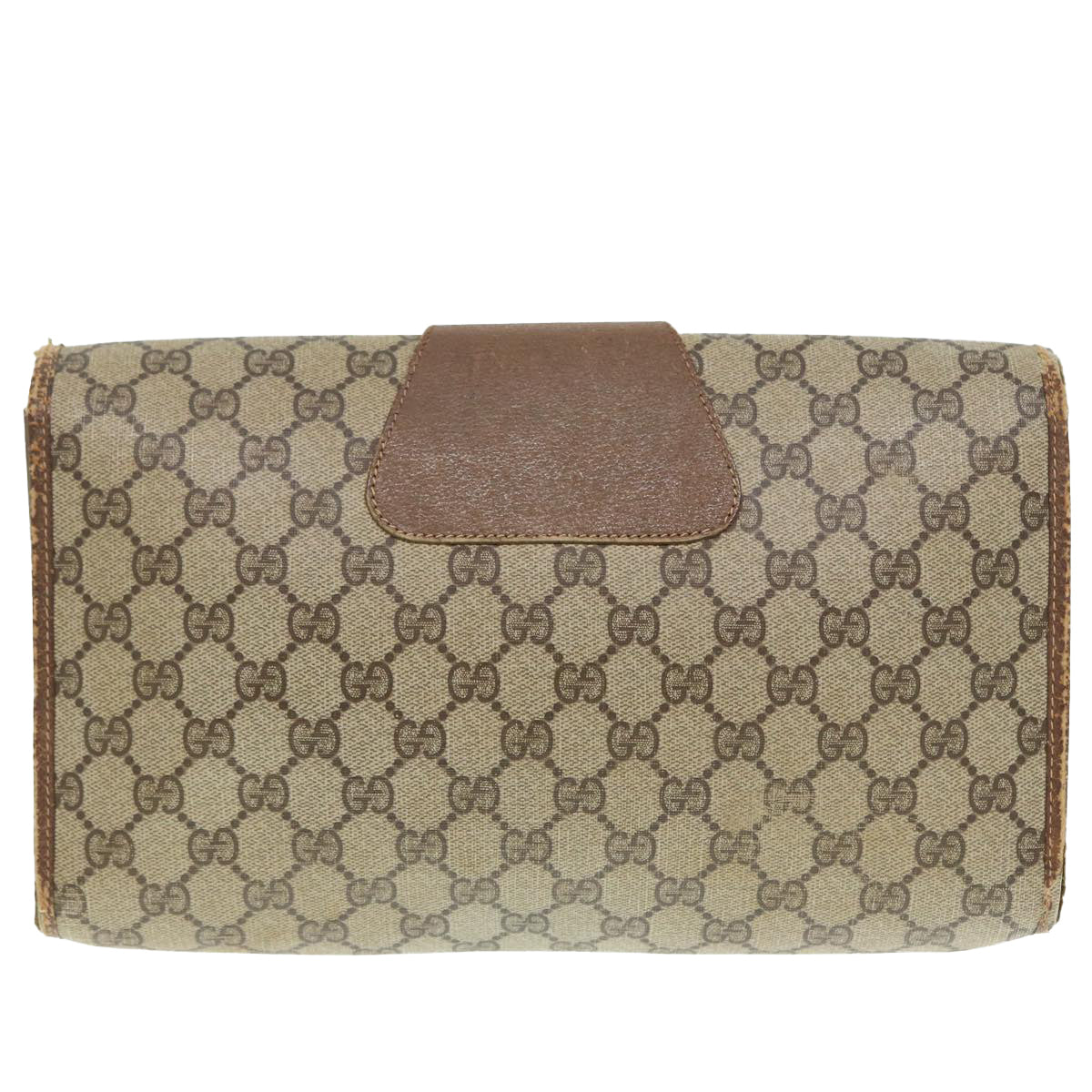 GUCCI GG Supreme Web Sherry Line Clutch Bag PVC Beige Red 89 01 031 89507