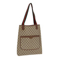 GUCCI GG Supreme Web Sherry Line Tote Bag PVC Beige 001 080 494 89539