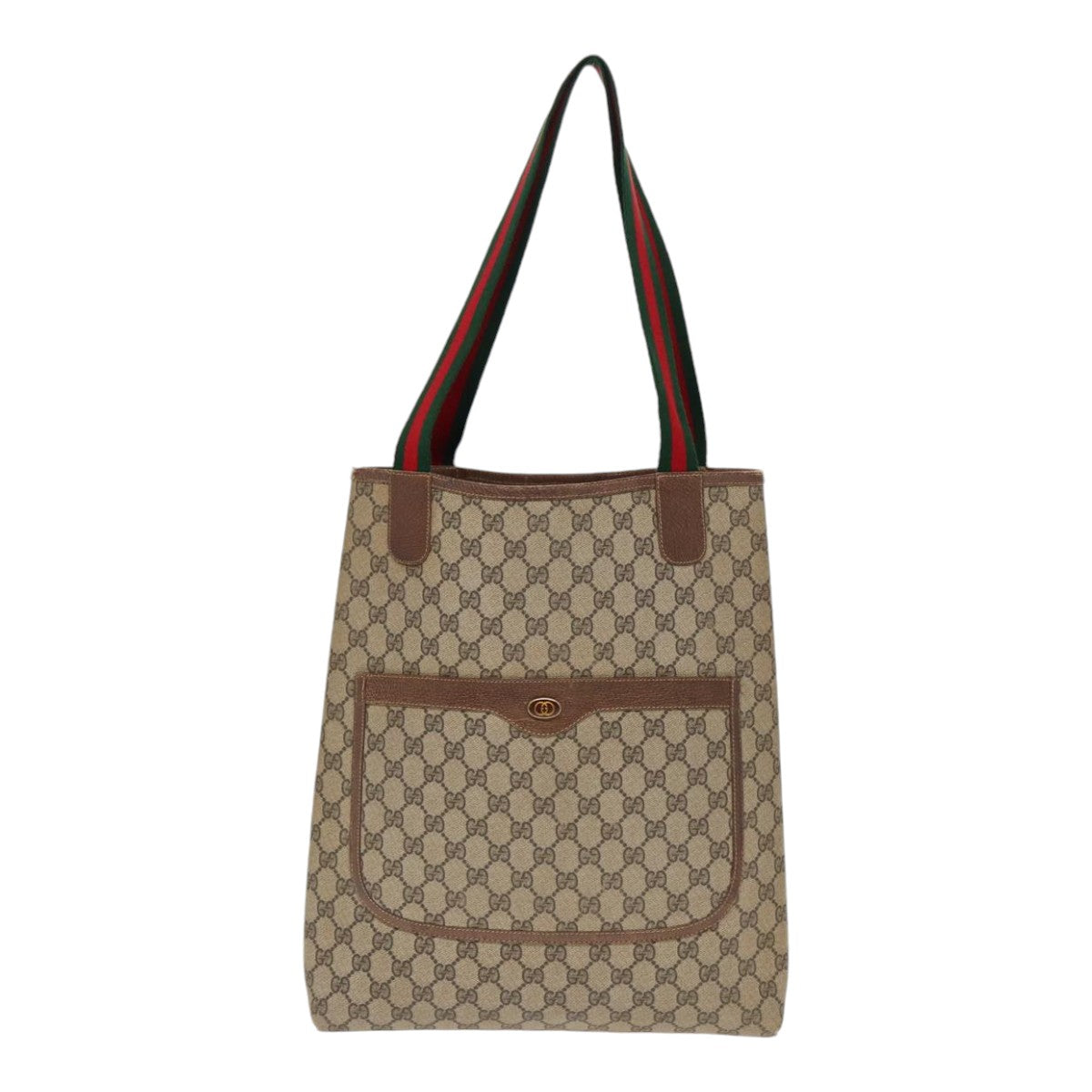 GUCCI GG Supreme Web Sherry Line Tote Bag PVC Beige 001 080 494 89539
