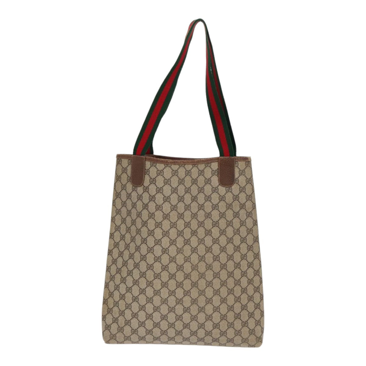 GUCCI GG Supreme Web Sherry Line Tote Bag PVC Beige 001 080 494 89539